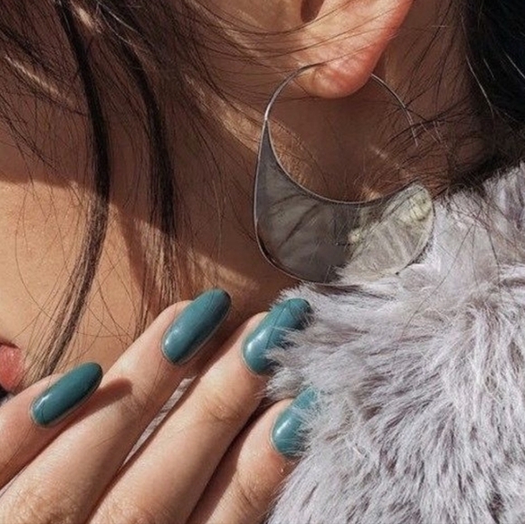 NEW Solid Large Hoop Earrings | White Gold over 925 Sterling Silver - Picture 3 of 13